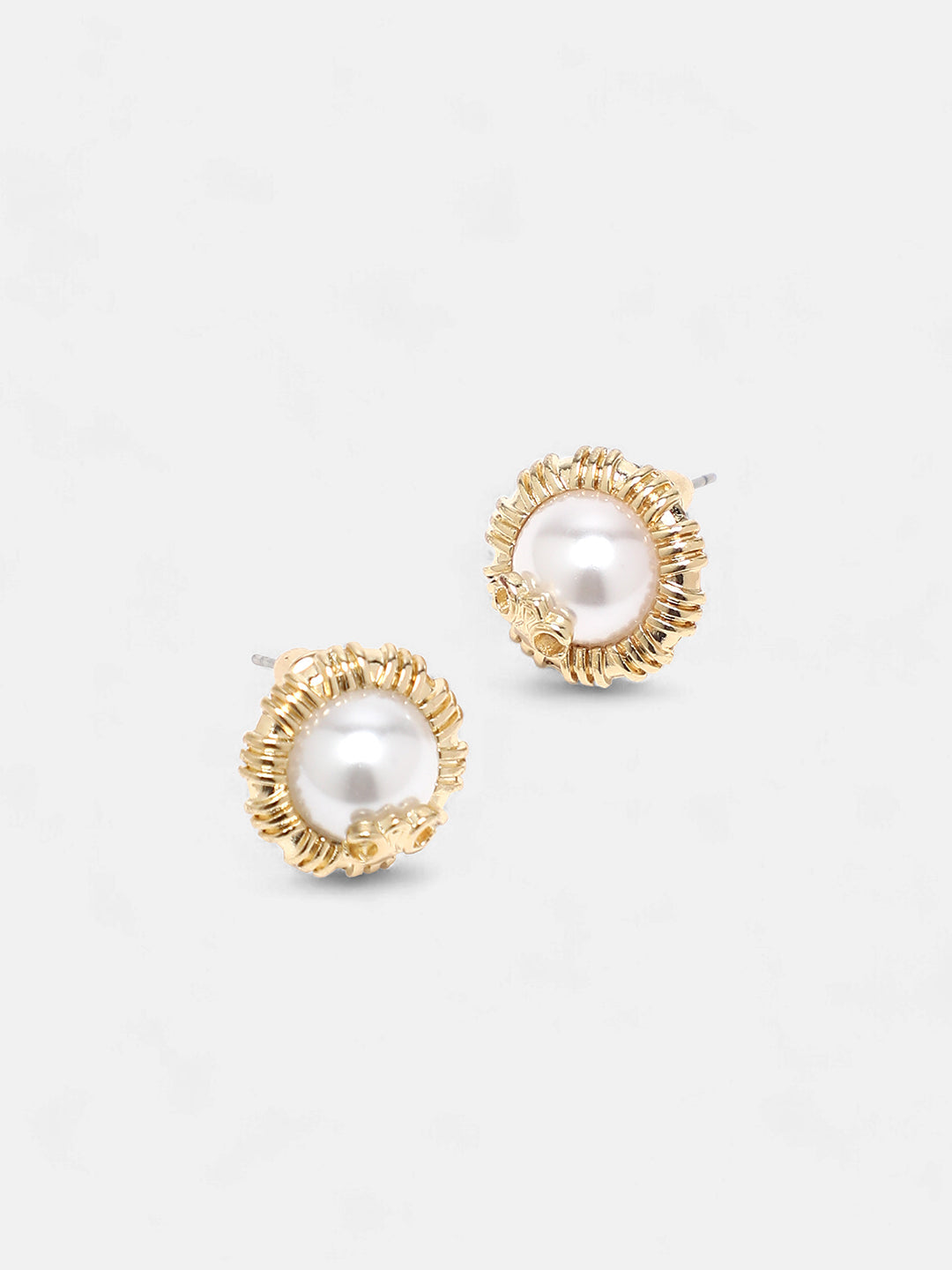 The Regal Stud Earrings - Pearl White-SOHIER8831