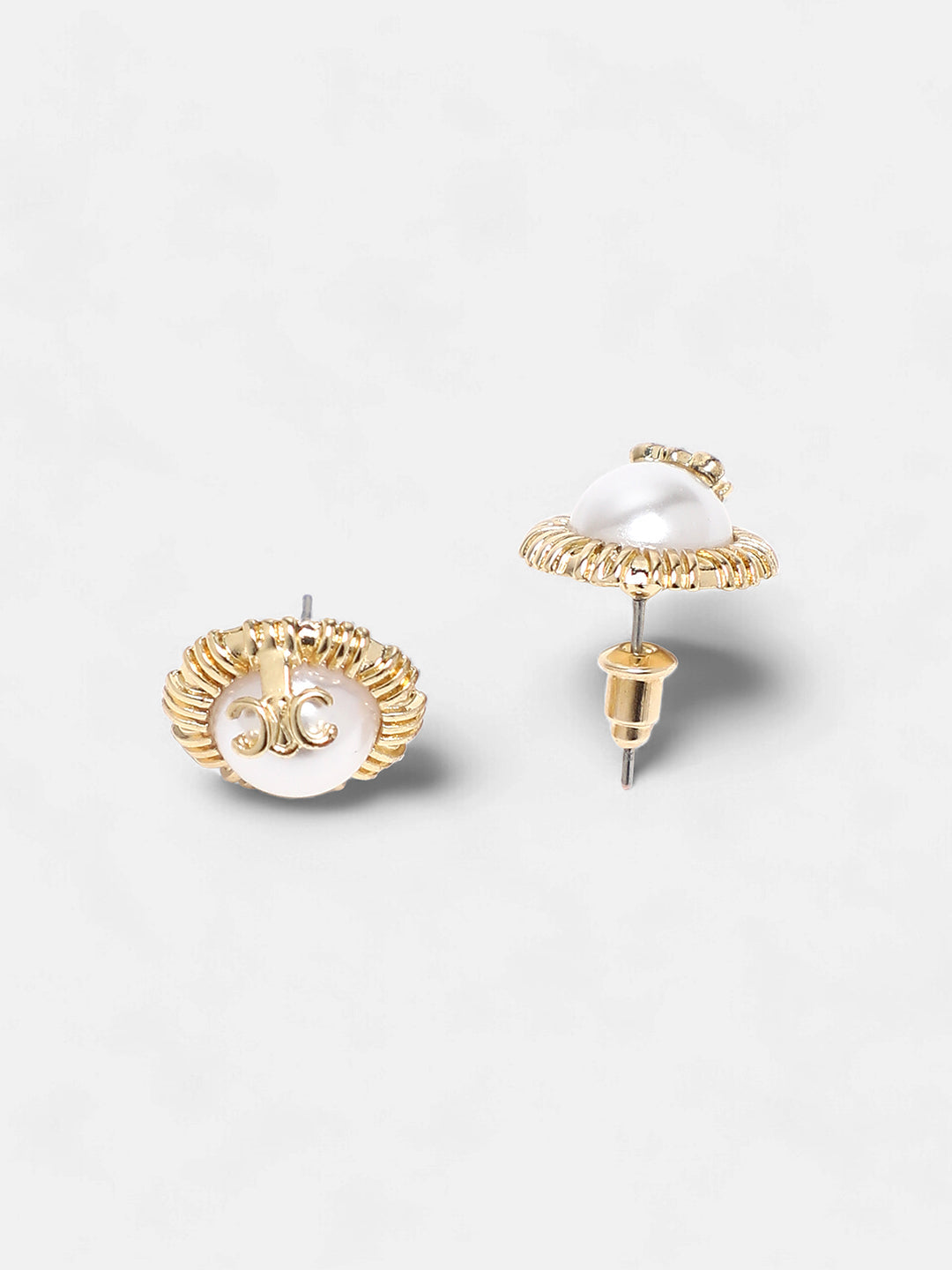 The Regal Stud Earrings - Pearl White-SOHIER8831