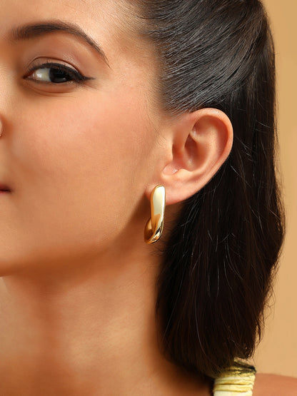 The Dented Swirl Hoop Earrings - California Gold-SOHIER8835