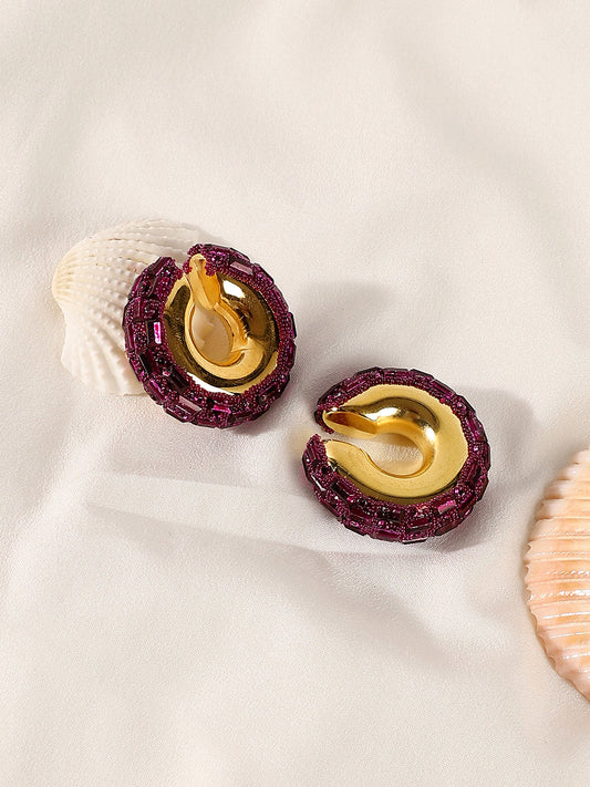 The Mirror Cuff Earrings - Plum Purple-SOHIER8837
