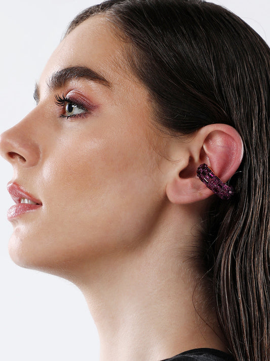 The Mirror Cuff Earrings - Plum Purple-SOHIER8837