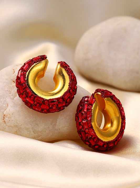 Women's The Mirror Cuff Earrings - Crimson Red