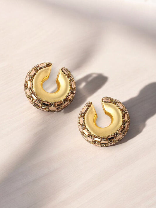 The Mirror Cuff Earrings - Antique Gold-SOHIER8841