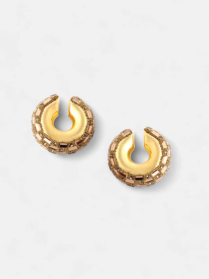 The Mirror Cuff Earrings - Antique Gold-SOHIER8841