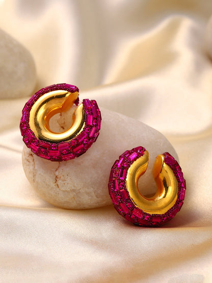 Women's The Mirror Cuff Earrings - Fushcia Pink