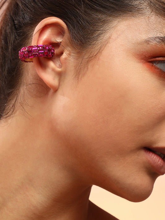 Women's The Mirror Cuff Earrings - Fushcia Pink