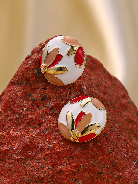 Women's The Wild Flower Stud Earrings - Nude Pink:Scarlet Red