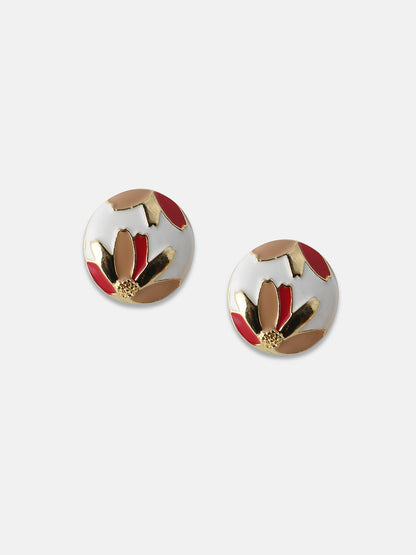 Women's The Wild Flower Stud Earrings - Nude Pink:Scarlet Red