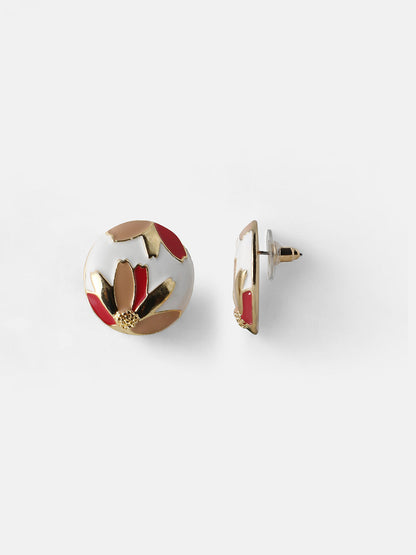 Women's The Wild Flower Stud Earrings - Nude Pink:Scarlet Red