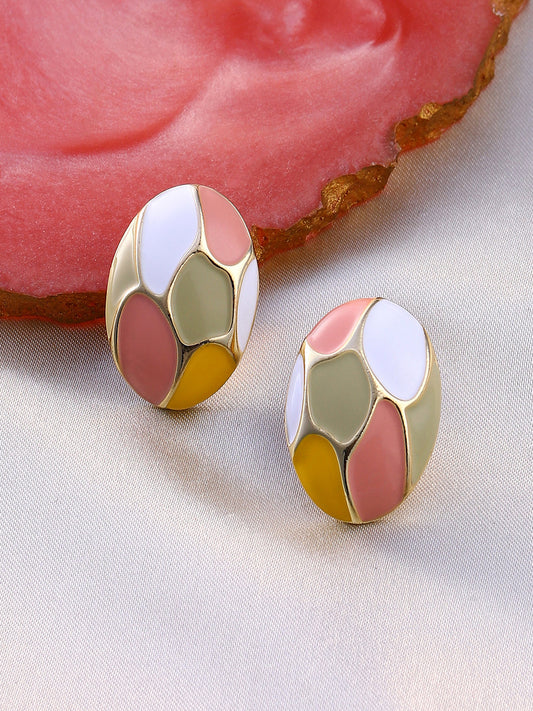 Women's The Python Stud Earrings - Blush Pink:Pistachio Green