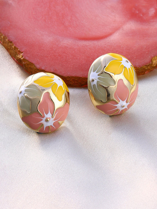 Women's The Magnolia Stud Earrings - Blush Pink:Pistachio Green