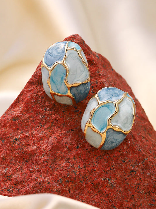 Women's The Veined Stud Earrings - Powder Blue