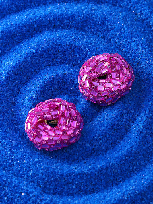 Women's The Nodum Stud Earrings - Fushcia Pink