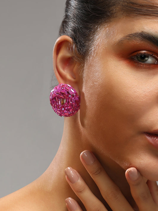 Women's The Nodum Stud Earrings - Fushcia Pink