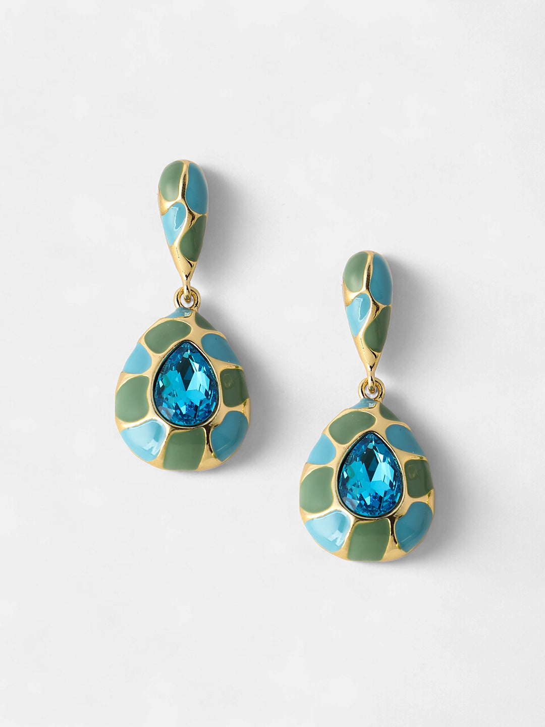 Women's The Cleo Drop Earrings - Sky Blue:Pistachio Green