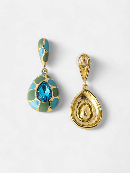 Women's The Cleo Drop Earrings - Sky Blue:Pistachio Green