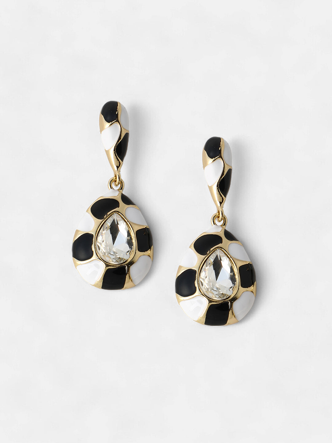 Women's The Cleo Drop Earrings - Onyx Black:Chalk White