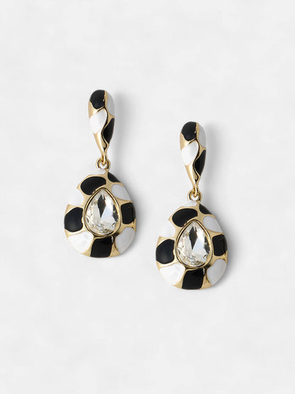 Women's The Cleo Drop Earrings - Onyx Black:Chalk White