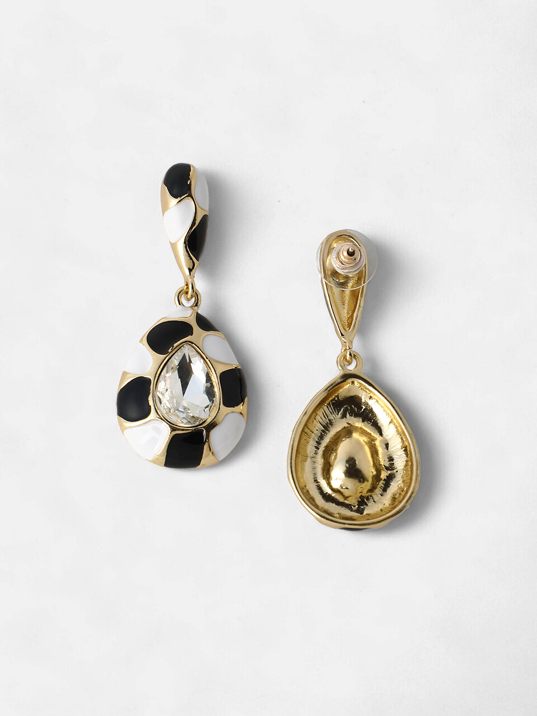 Women's The Cleo Drop Earrings - Onyx Black:Chalk White