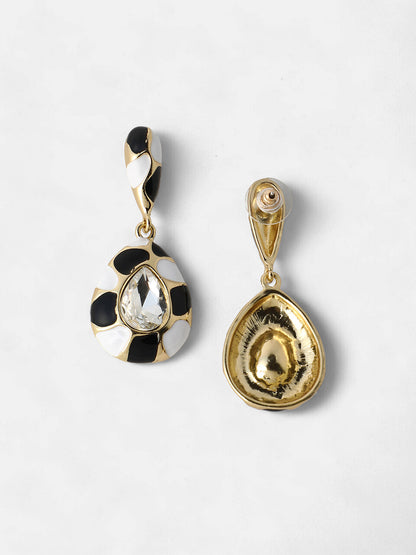 Women's The Cleo Drop Earrings - Onyx Black:Chalk White