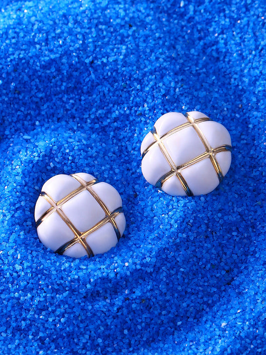 Women's The Tic-Tac-Toe Stud Earrings - Chalk White