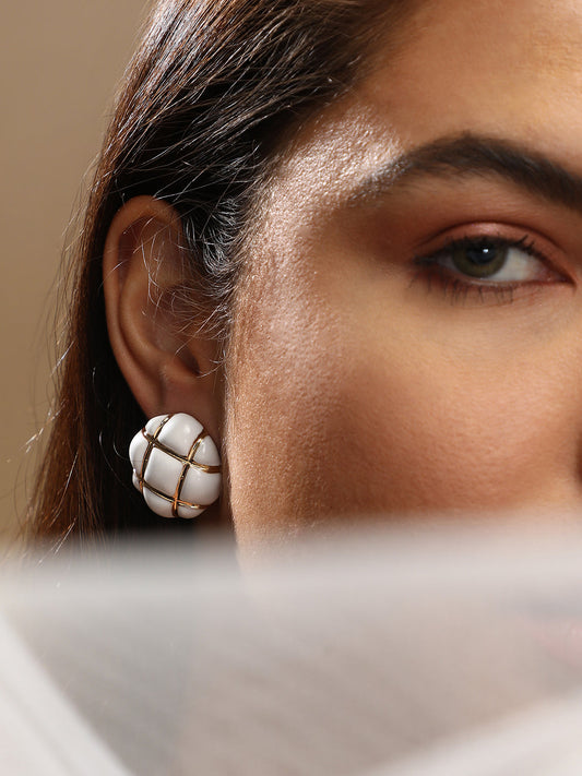 Women's The Tic-Tac-Toe Stud Earrings - Chalk White