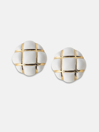 Women's The Tic-Tac-Toe Stud Earrings - Chalk White