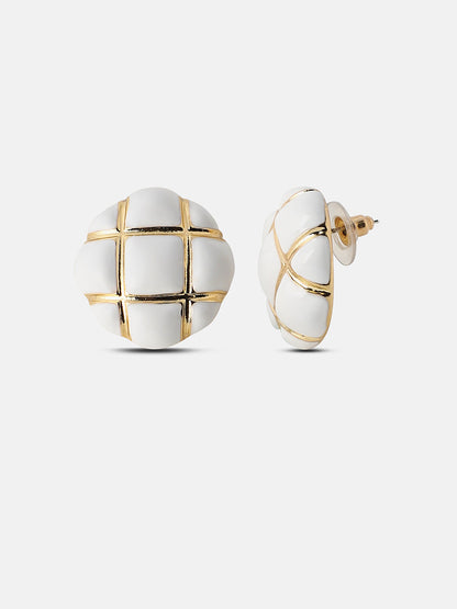 Women's The Tic-Tac-Toe Stud Earrings - Chalk White