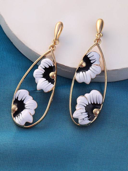 Women's The Anemone Drop Earrings - Navy Blue:Chalk White