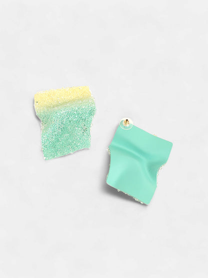 The Glacier Quad Drop Earrings - Mint Green & Daffodil Yellow-SOHIER8900