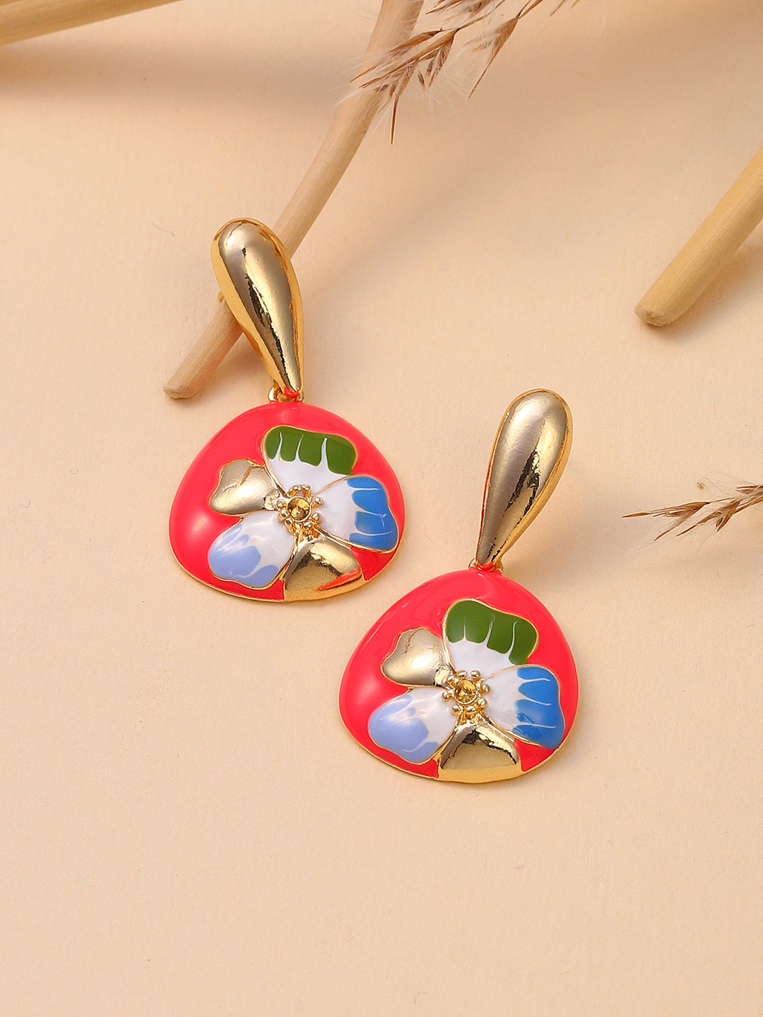 The Hana Drop Earrings - Scarlet Red-SOHIER8959