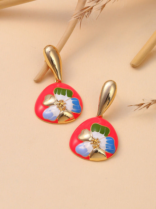 The Hana Drop Earrings - Scarlet Red-SOHIER8959