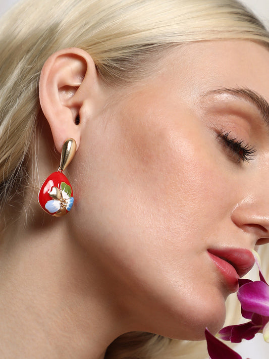 The Hana Drop Earrings - Scarlet Red-SOHIER8959