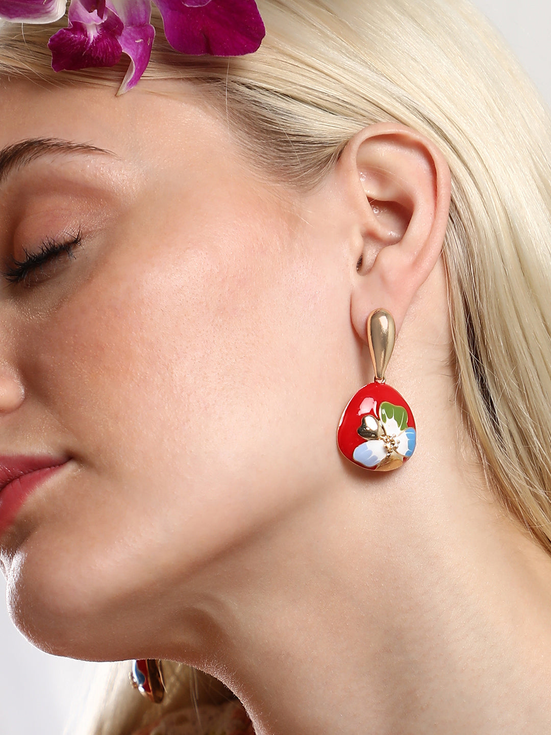 The Hana Drop Earrings - Scarlet Red-SOHIER8959
