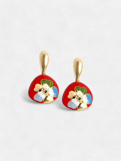 The Hana Drop Earrings - Scarlet Red-SOHIER8959