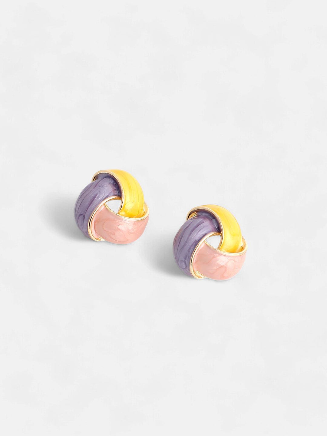 The Overlap Stud Earrings - Lemon Yellow & Blush Pink-SOHIER8963