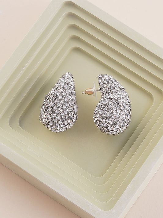 The Medium Cristal Teardrop Stud Earrings - Crystal Silver-SOHIER8966