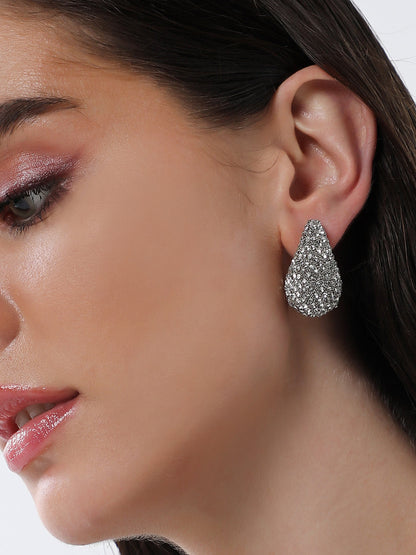 The Medium Cristal Teardrop Stud Earrings - Crystal Silver-SOHIER8966