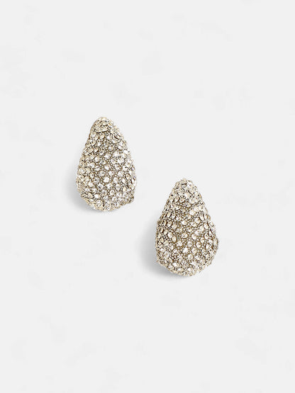 The Medium Cristal Teardrop Stud Earrings - Crystal Silver-SOHIER8966