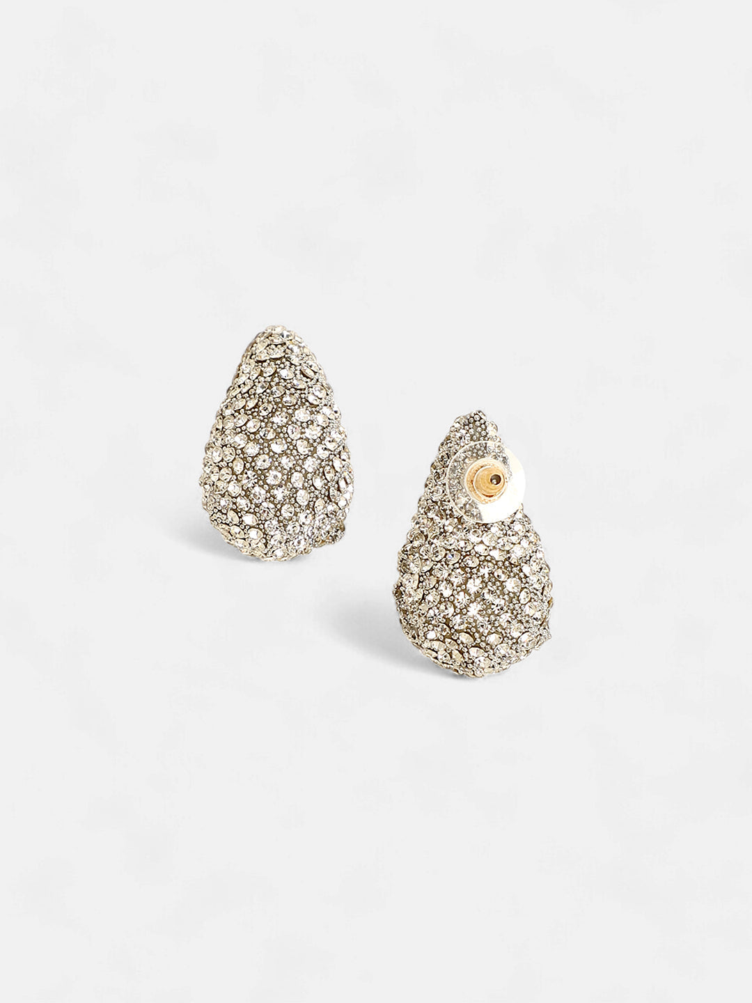 The Medium Cristal Teardrop Stud Earrings - Crystal Silver-SOHIER8966