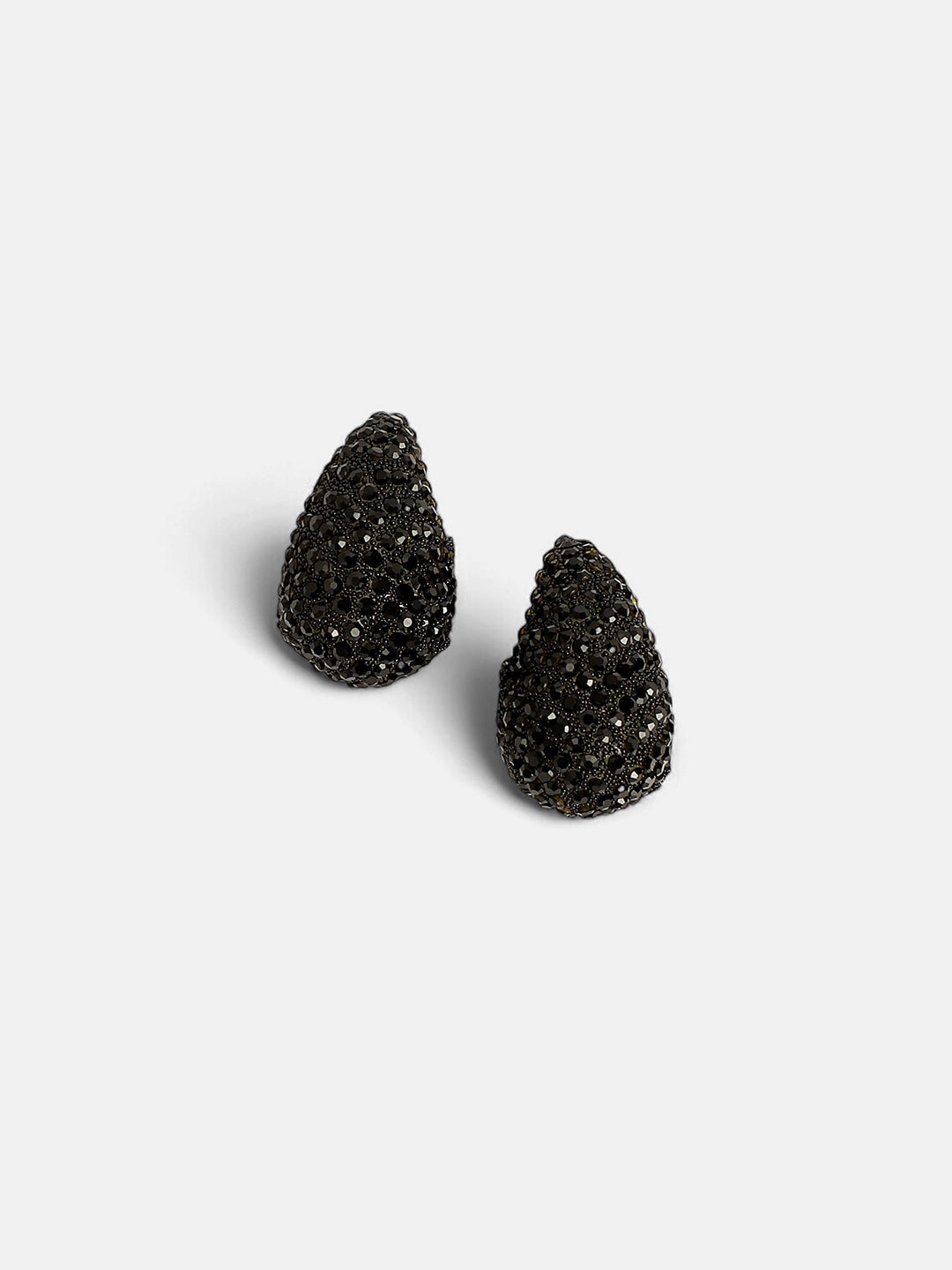 The Medium Cristal Teardrop Stud Earrings - Onyx Black-SOHIER8967