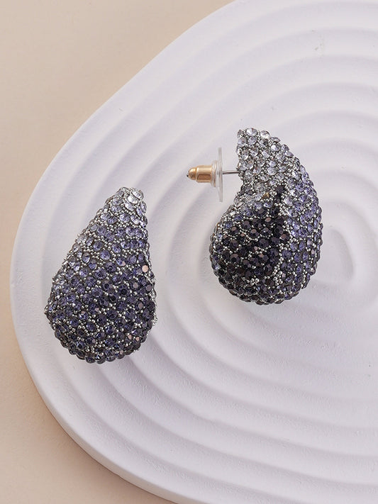 The Medium Cristal Teardrop Stud Earrings - Antique Silver-SOHIER8968