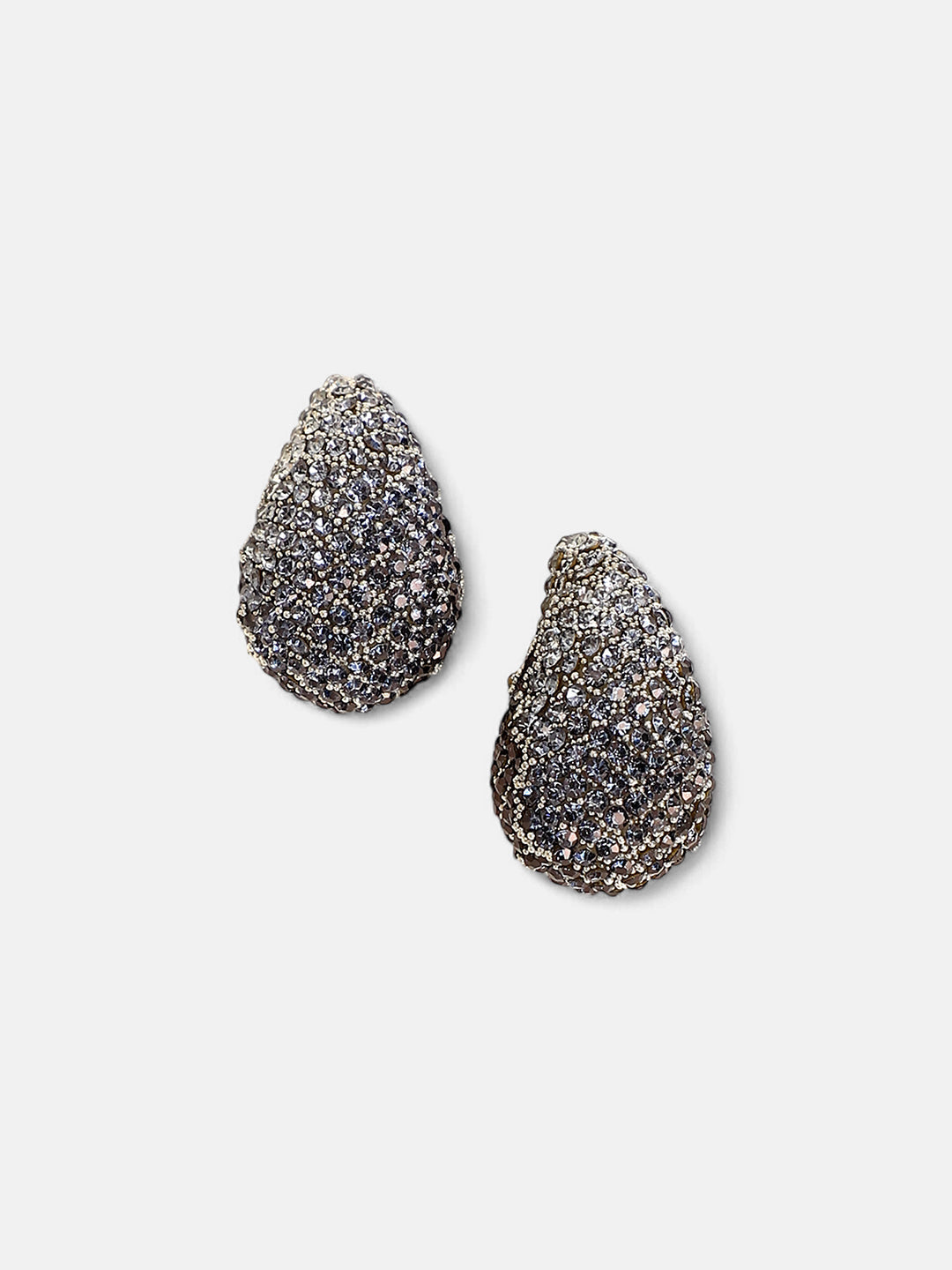 The Medium Cristal Teardrop Stud Earrings - Antique Silver-SOHIER8968