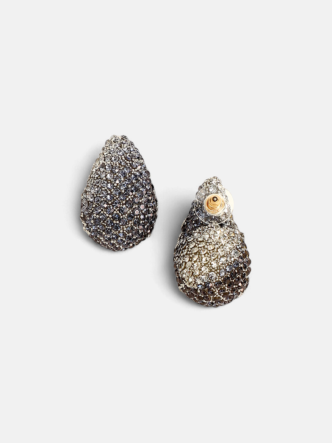 The Medium Cristal Teardrop Stud Earrings - Antique Silver-SOHIER8968