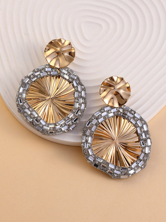 The Revolving Mirror Drop Earrings - Crystal Silver-SOHIER8969