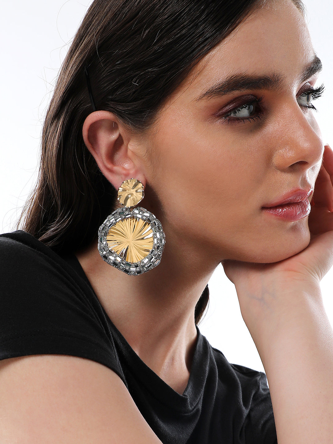 The Revolving Mirror Drop Earrings - Crystal Silver-SOHIER8969