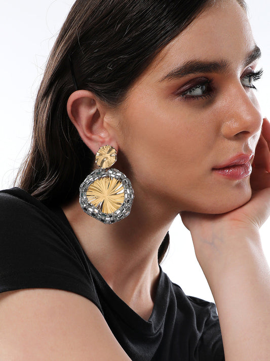 The Revolving Mirror Drop Earrings - Crystal Silver-SOHIER8969
