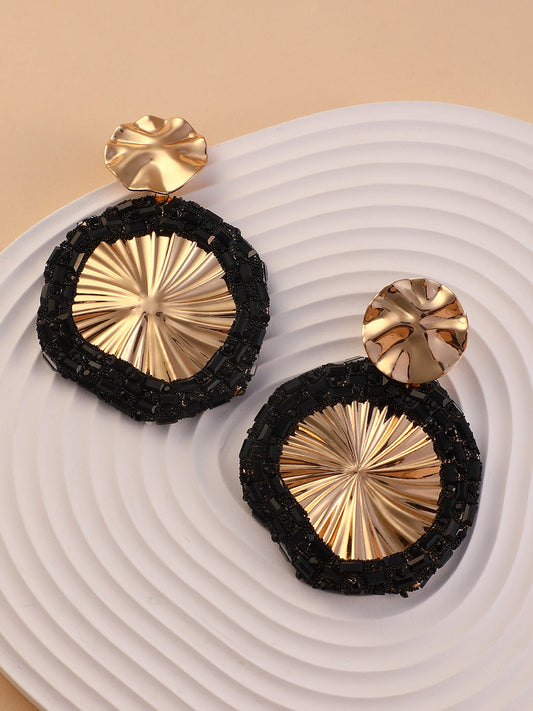 The Revolving Mirror Drop Earrings - Onyx Black-SOHIER8970