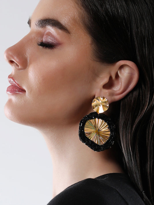 The Revolving Mirror Drop Earrings - Onyx Black-SOHIER8970