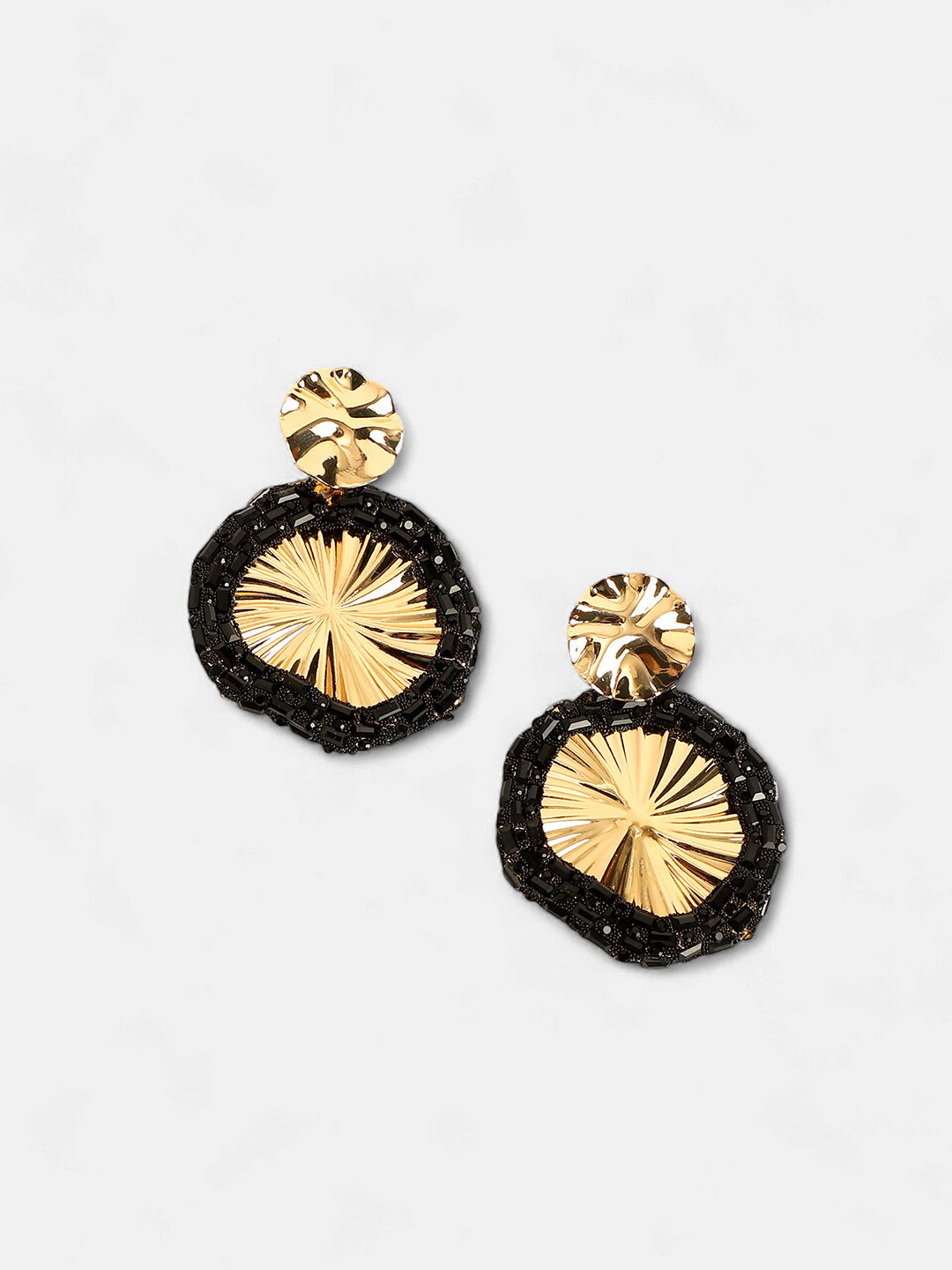 The Revolving Mirror Drop Earrings - Onyx Black-SOHIER8970
